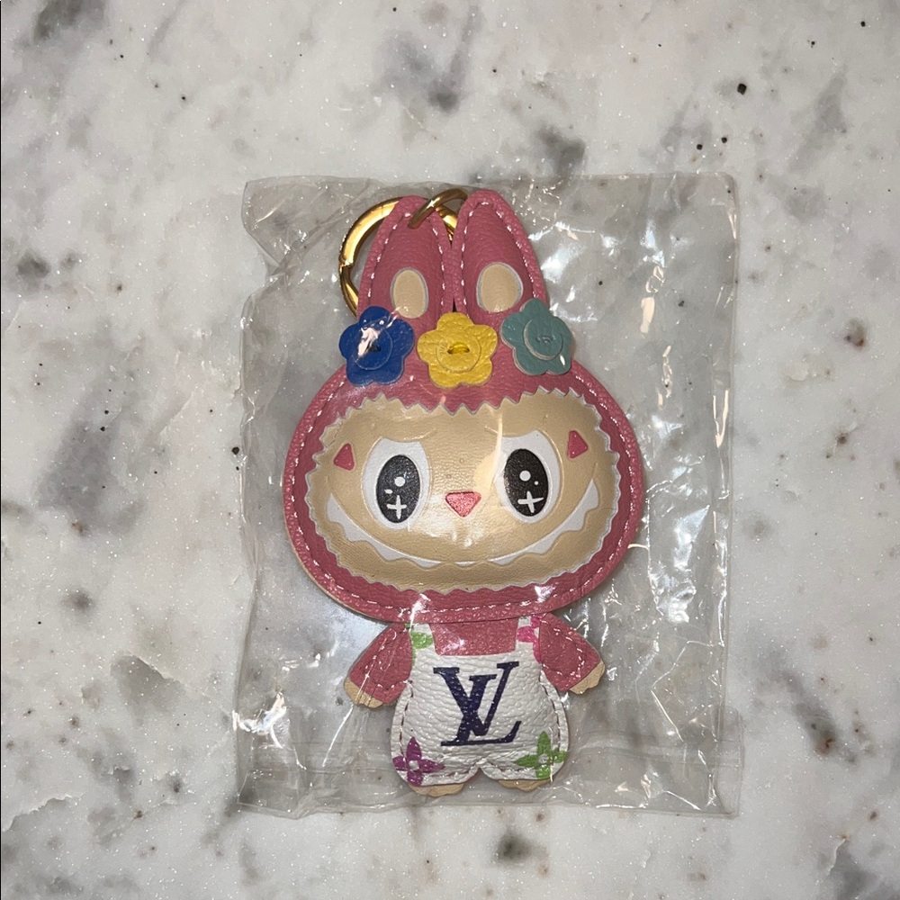Labubu Luxury Keychain with White Monogram